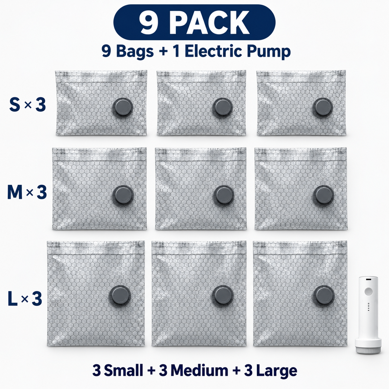 9 Bags + Electric Pump